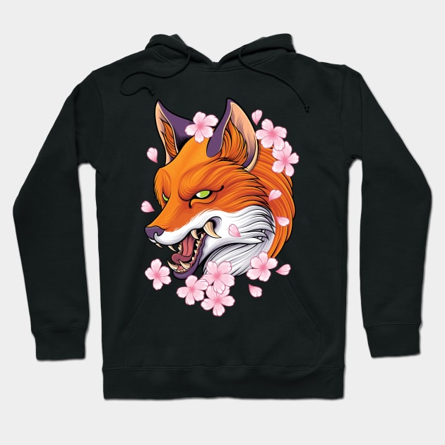 Kitsune Mask I Fuchs I Red Fox I Anime Hoodie by Shirtjaeger